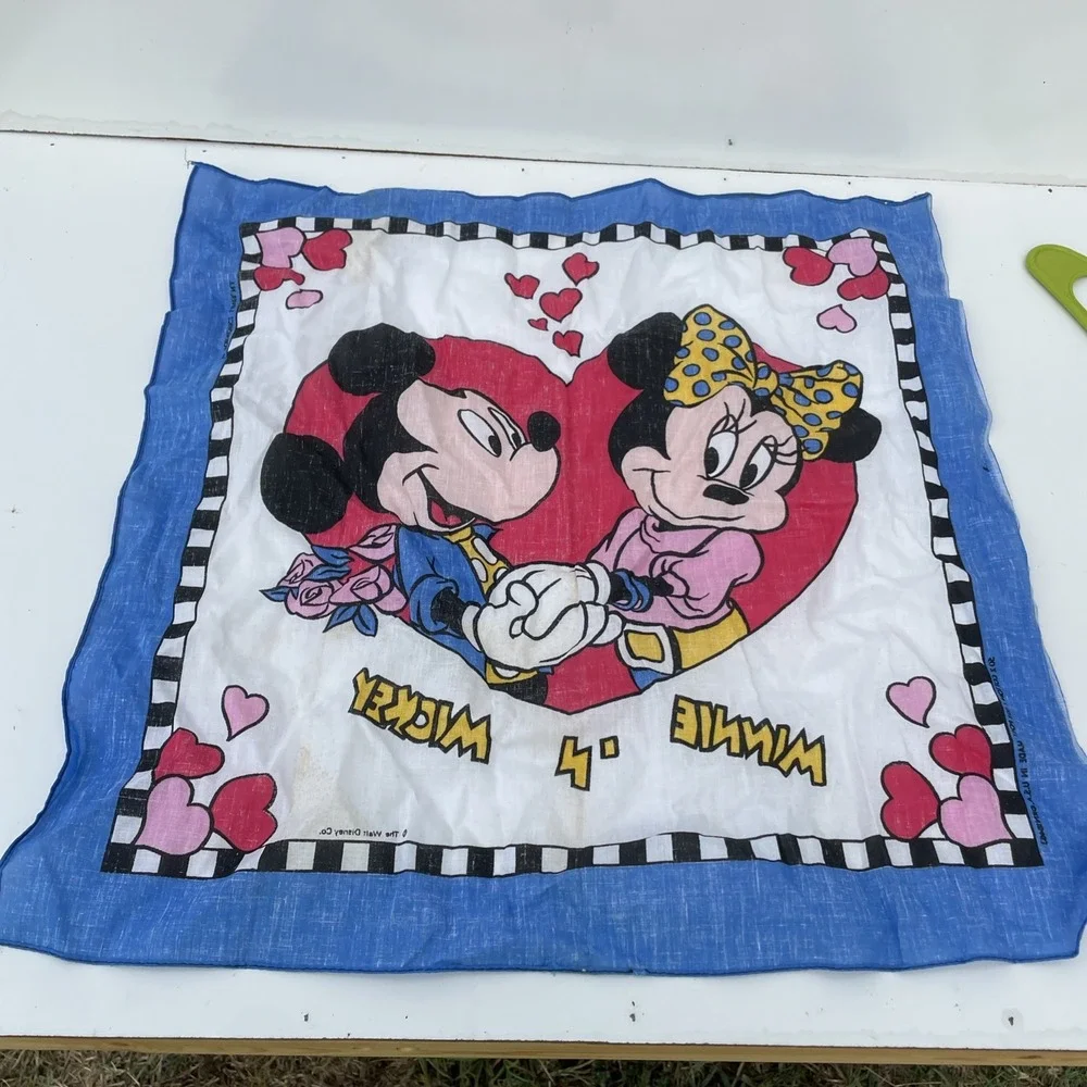 Vintage Disney Mickey Minnie Mouse Handkerchief Scarf Bandana 22X22